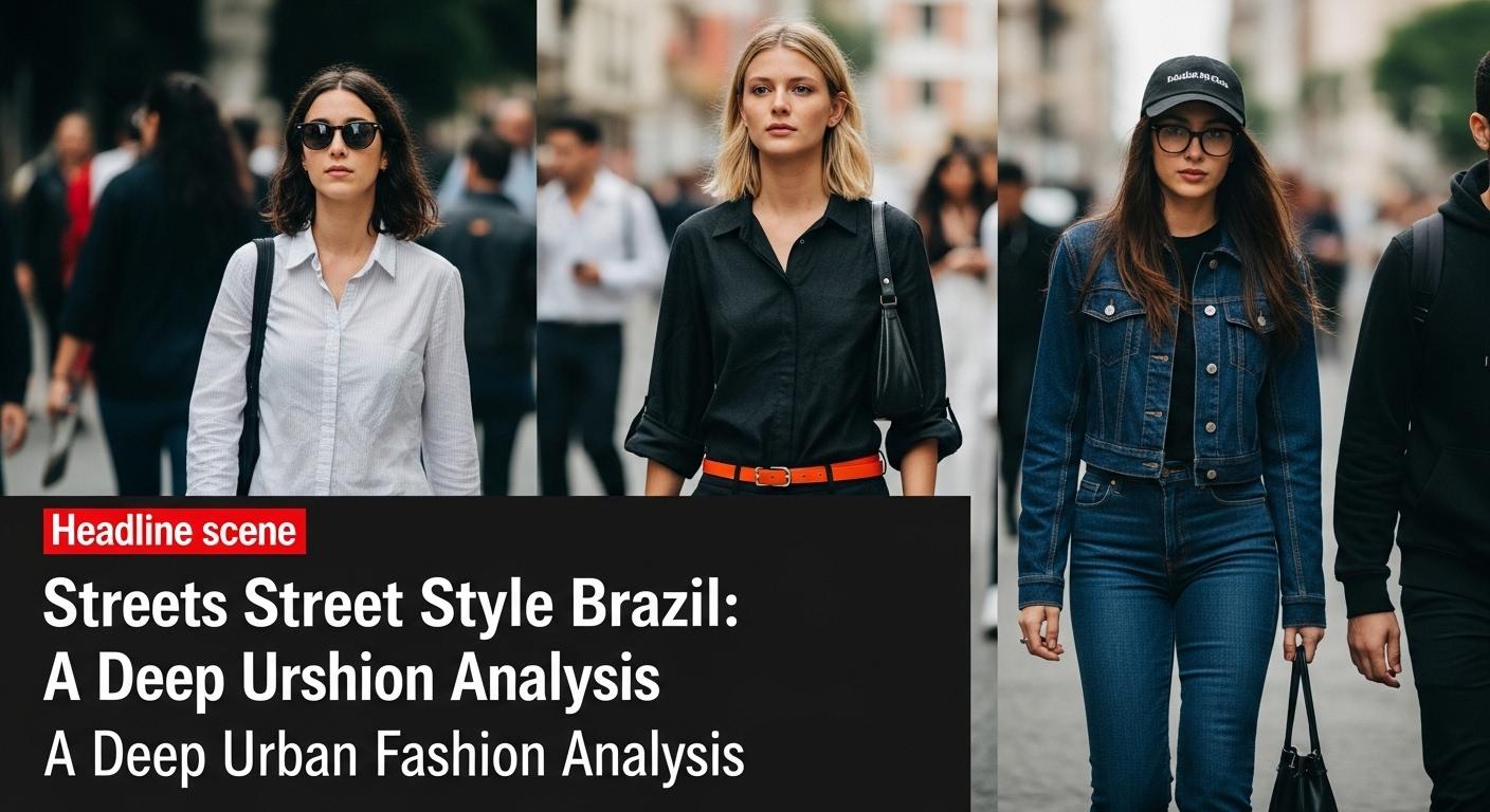 Brazilian street style crowd in a graffiti-rich urban setting, showcasing vibrant streetwear and layered outfits.