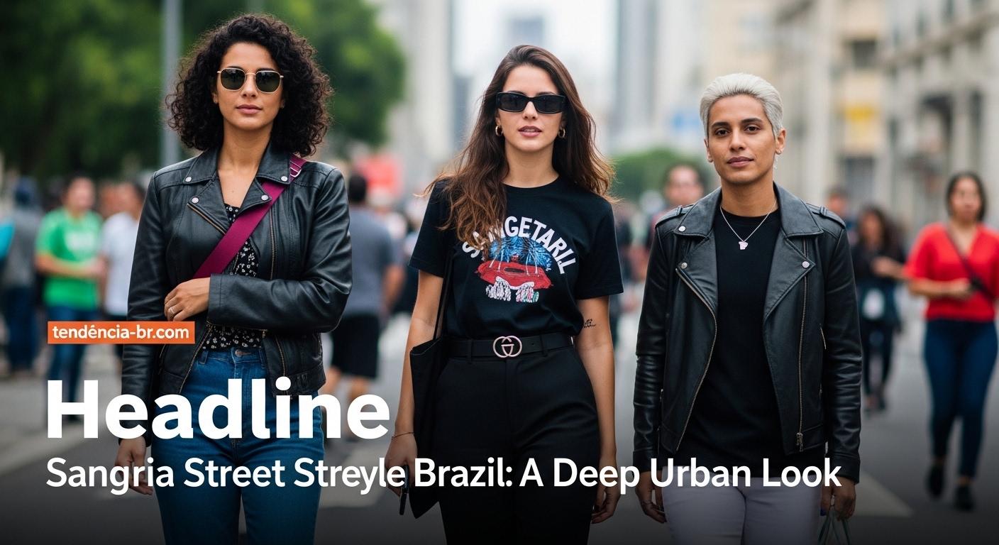 Brazilian street style scene in sangria-inspired hues with urban textures and natural light