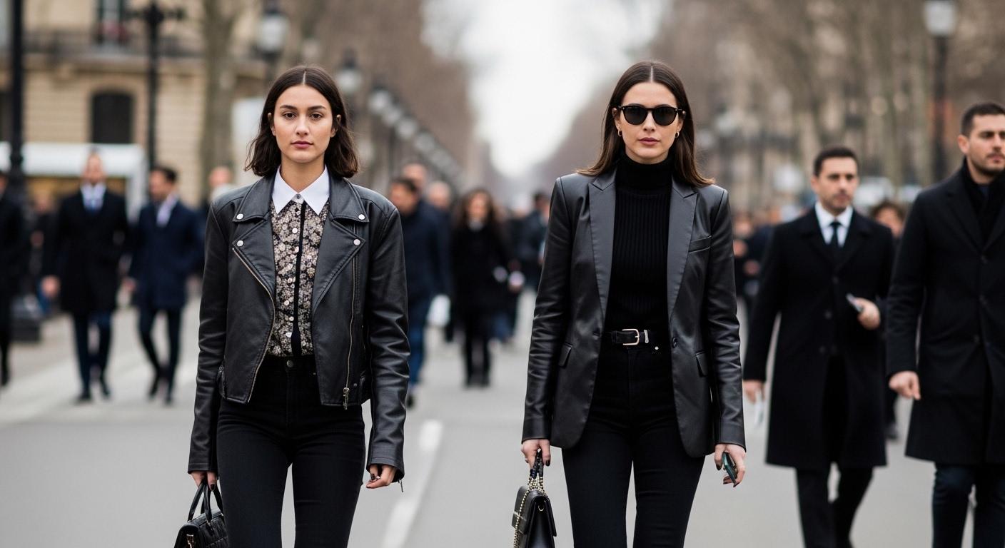 Editorial collage of Paris Fashion Week street style looks for Brazilian readers