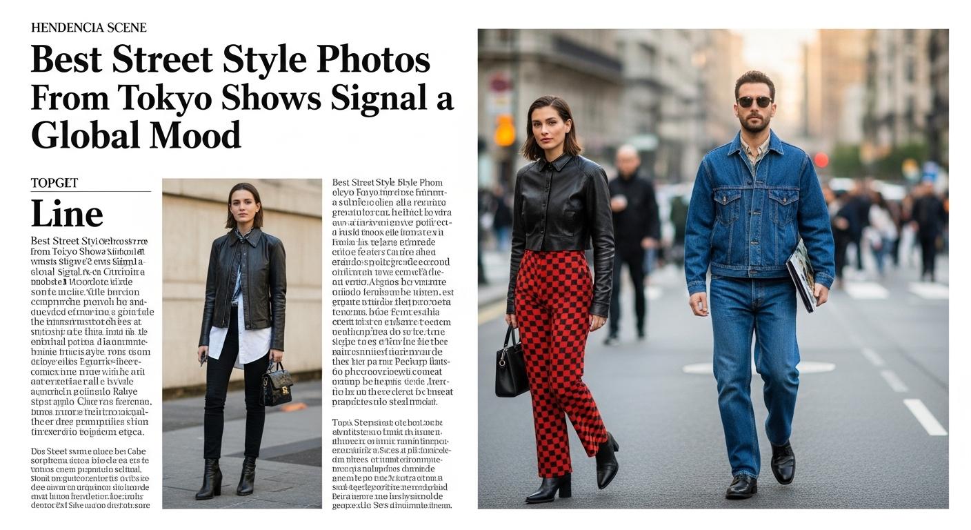 A collage of Tokyo street style looks from AW26/27 shows featuring layering and statement accessories