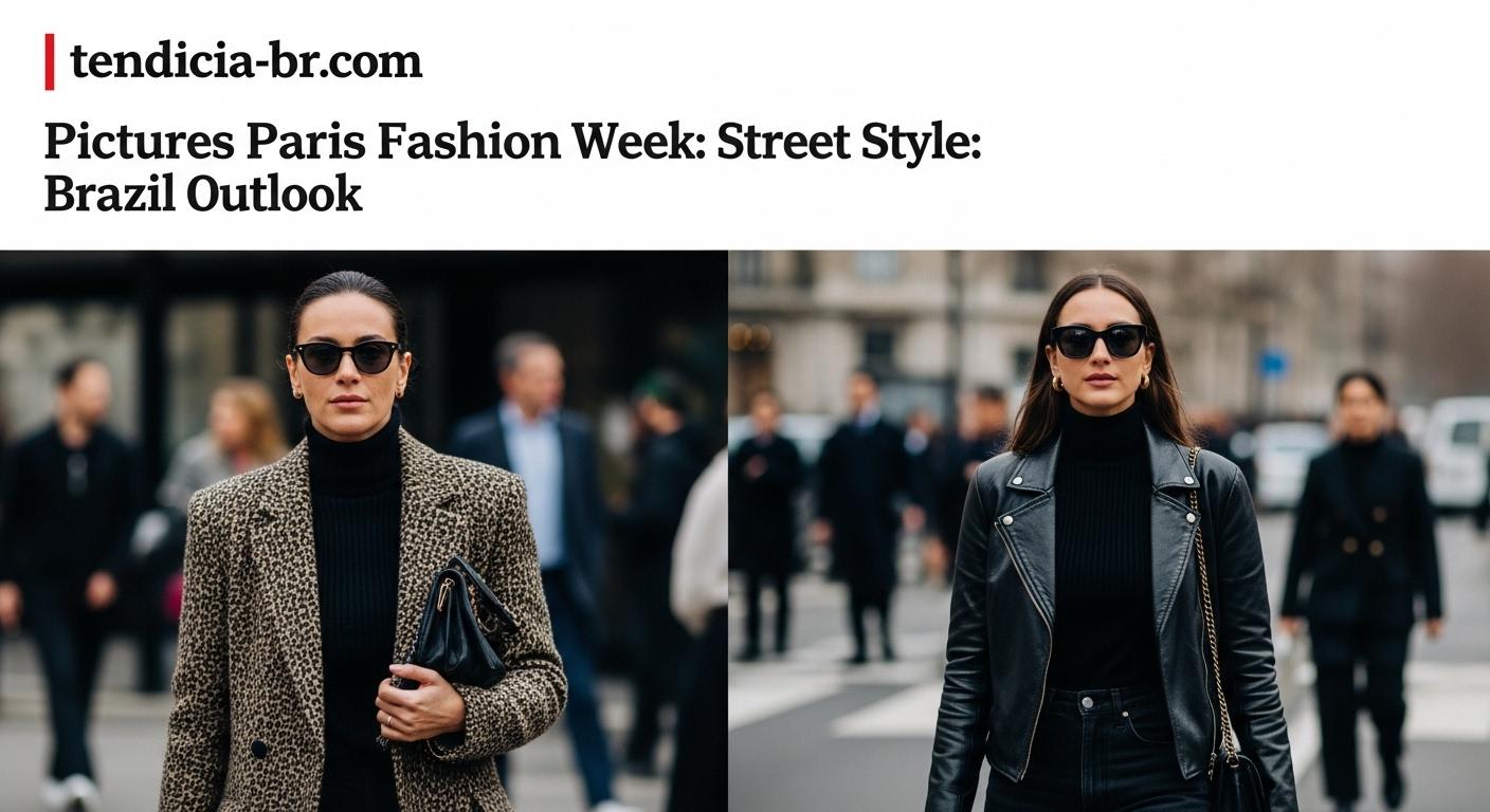 Street style montage from Paris Fashion Week with diverse outfits and bold textures.