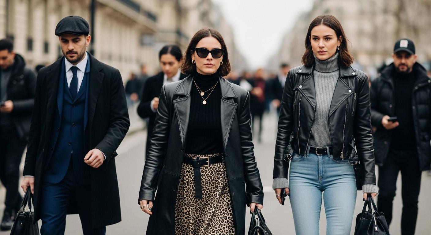 Paris Fashion Week street style on the street with neutrals, oversized coats, and boots.