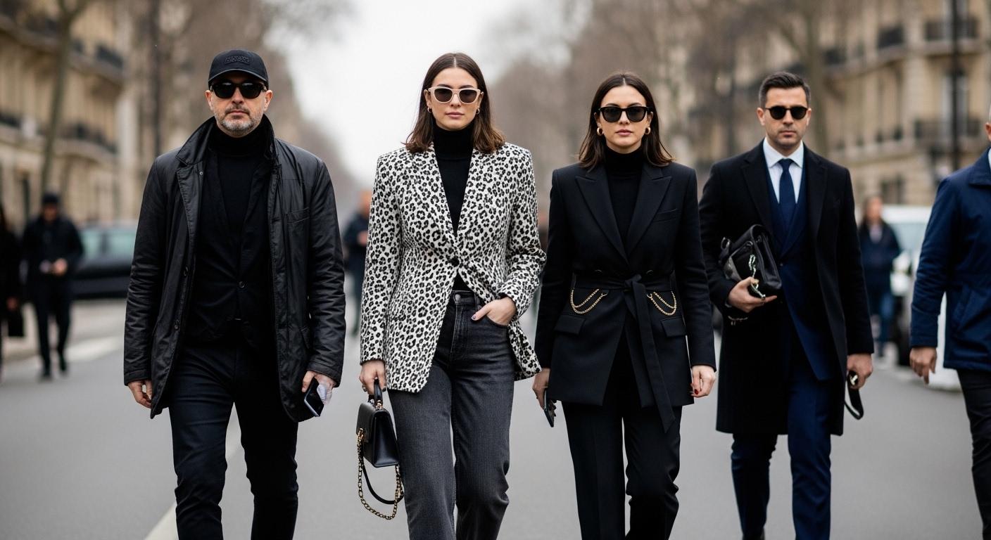 Paris Fashion Week street style on the street with neutrals, oversized coats, and boots.