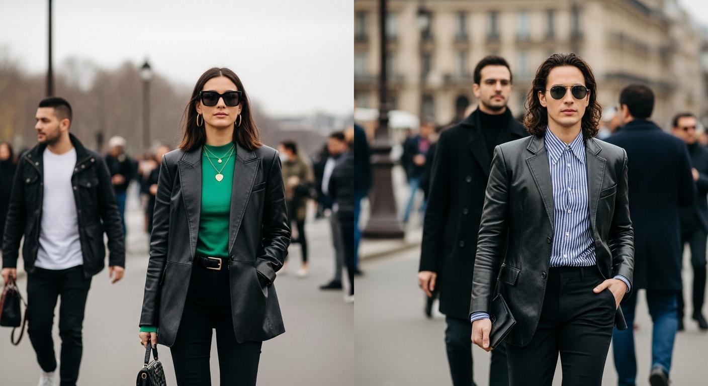 Paris Street Style during Fashion Week with diverse outfits and urban backdrop