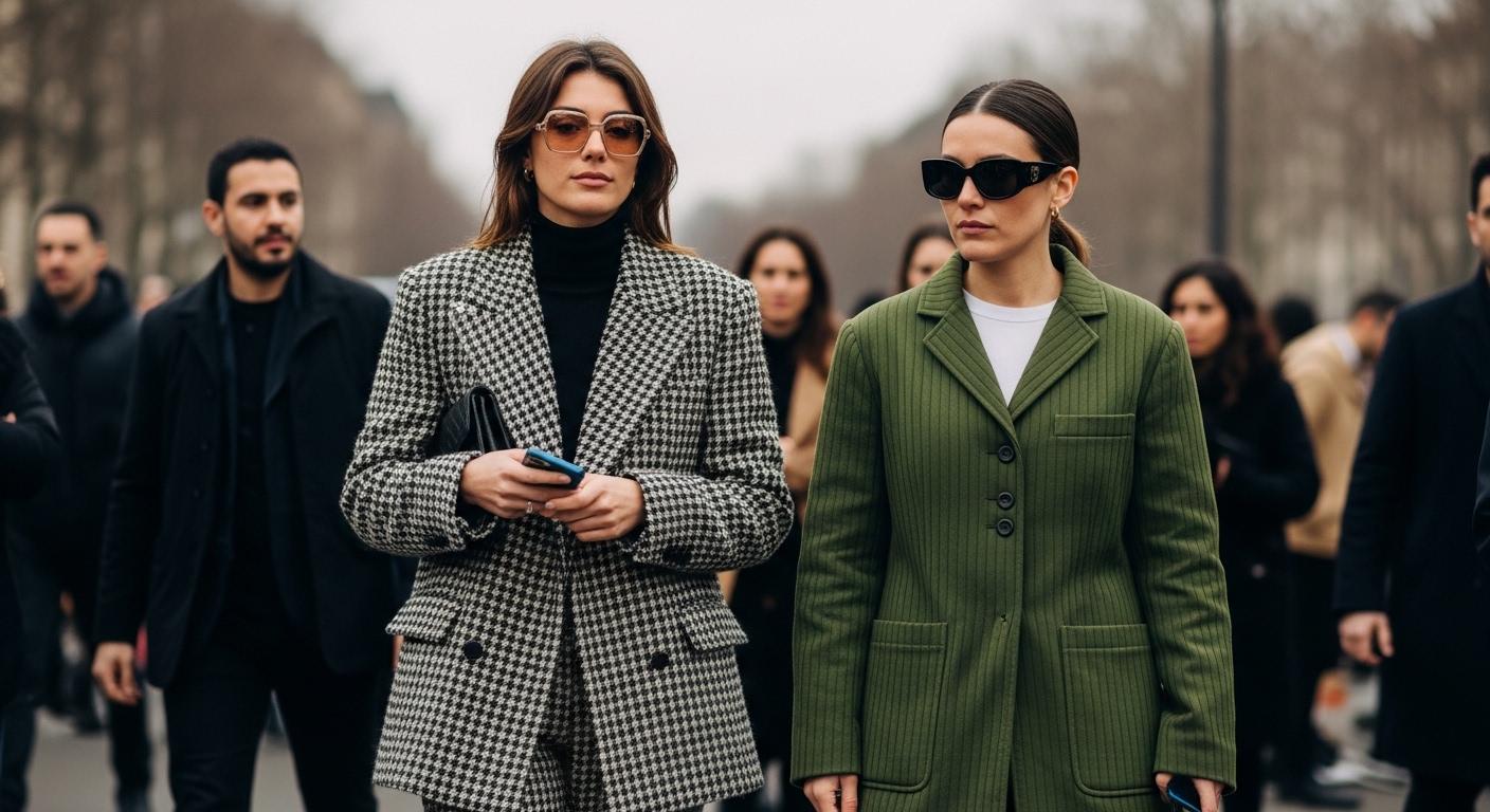 Street style outside Paris Fashion Week with diverse outfits
