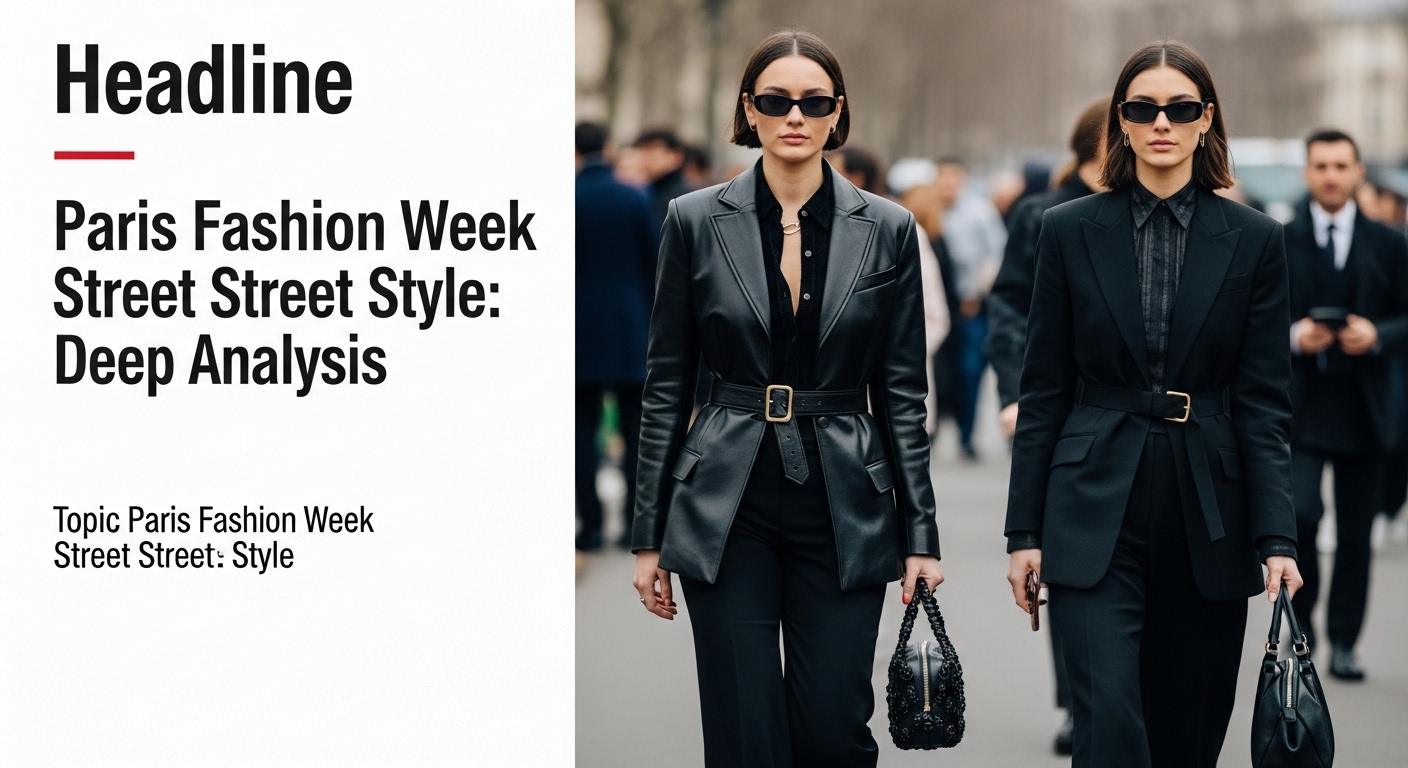 Paris street style during fashion week with tailored blazer, oversized coat, and sneakers in a bustling urban setting.